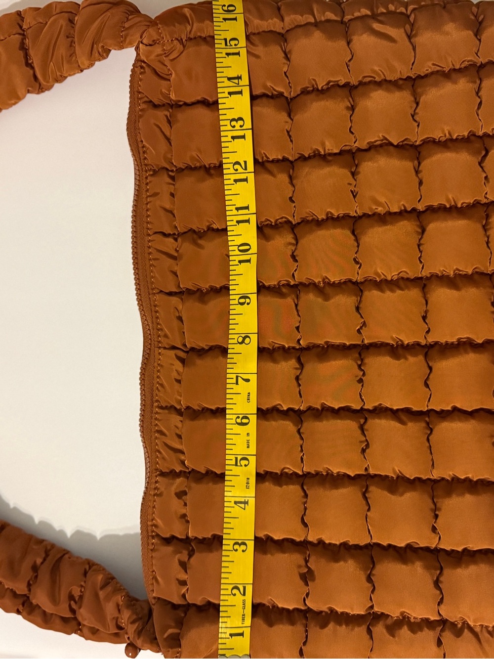New Madison West Cognac Quilted Puffer Shoulder Bag - Picture 9 of 10